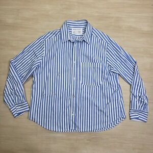 Wear Cissa Daily Blue White Striped Cotton Button Down Shirt Womens Large L.A.